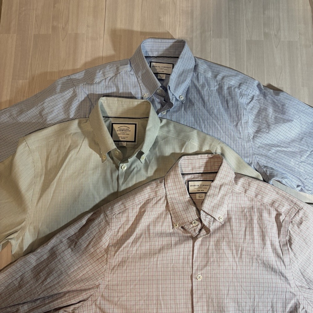 Lot of 3 Charles Tyrwhitt Men's Dress Shirts - Slim Fit (15.5/33) & (15.5/34)
